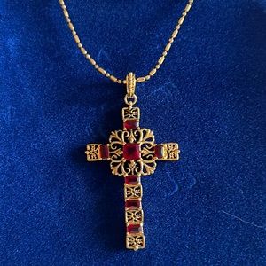 Vintage JBK simulated ruby cross